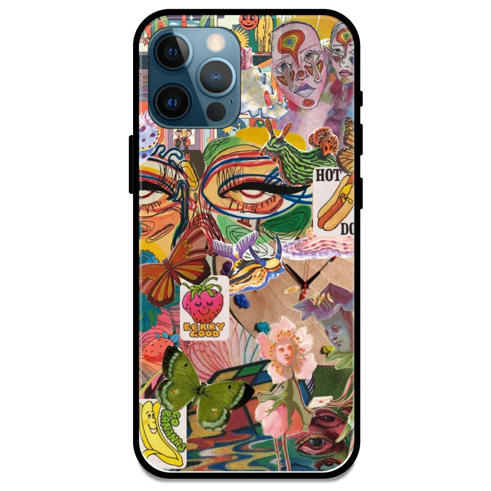 Vintage Collage - Glossy Metal Silicone Case For Apple iPhone Models