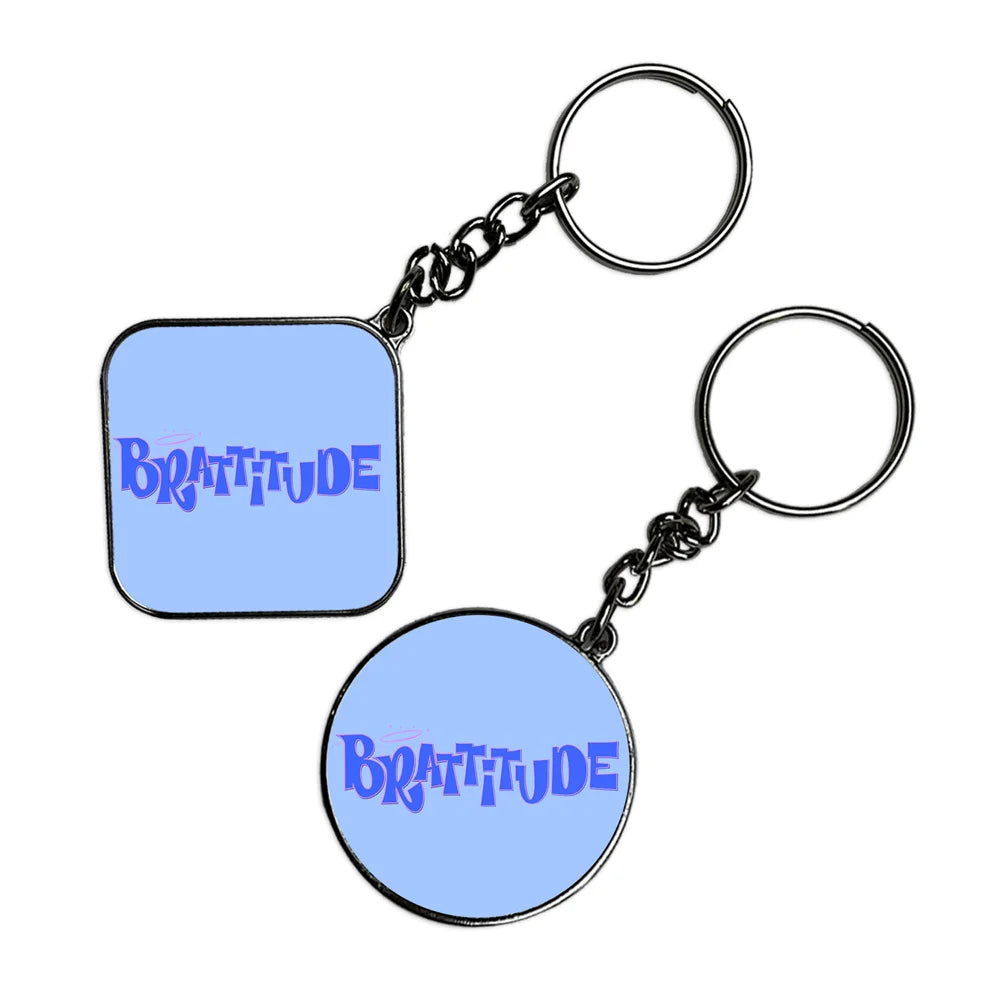 Bratitude - Keychain With Silver Border (Pack Of 2)