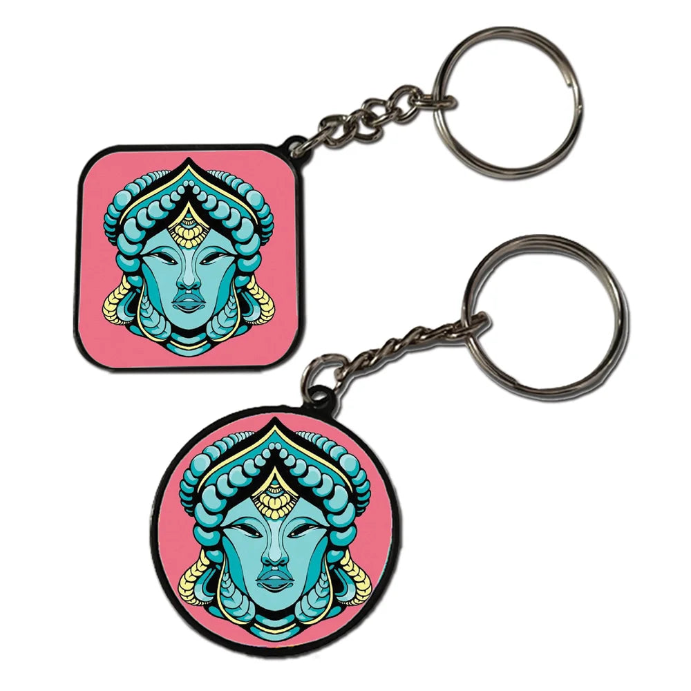 Woman Pyschedelic Art - Keychain With Black Border (Pack Of 2)