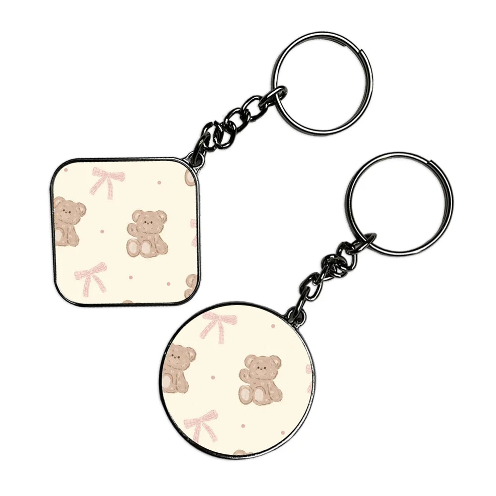 Cute Bear - Keychain With Silver Border (Pack Of 2)