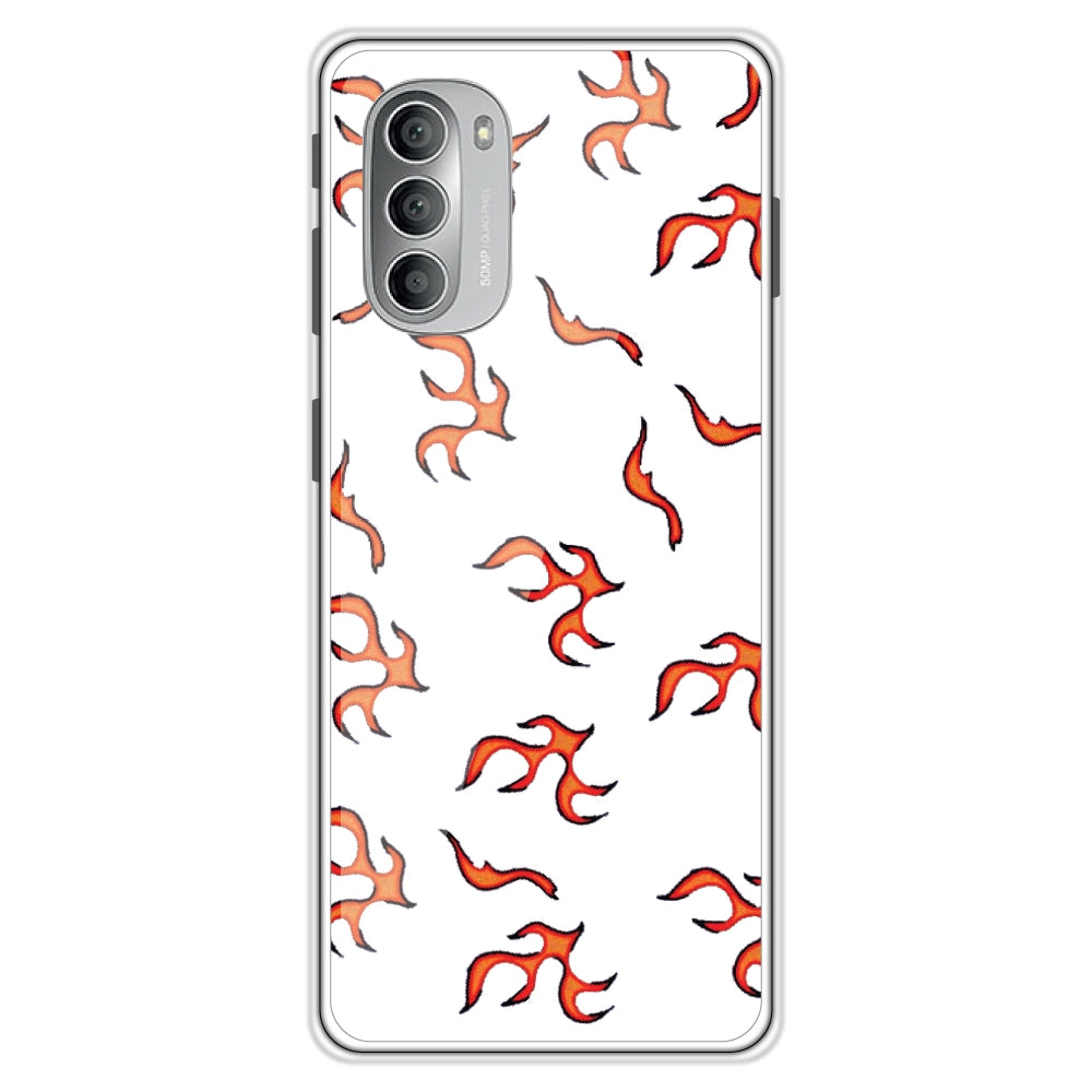 Orange Mini Flames - Clear Printed Silicon Case For Motorola Models
