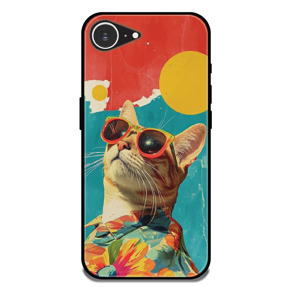 Cool Cat Summer - Glossy Metal Silicone Case For Apple iPhone Models
