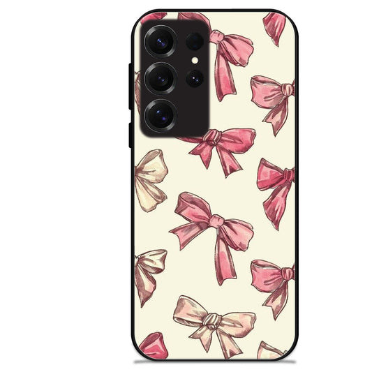 Pastel Pink Bows - Glossy Metal Silicone Cases for Samsung