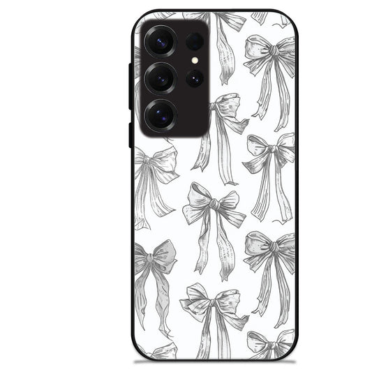 White Bows - Glossy Metal Silicone Cases for Samsung