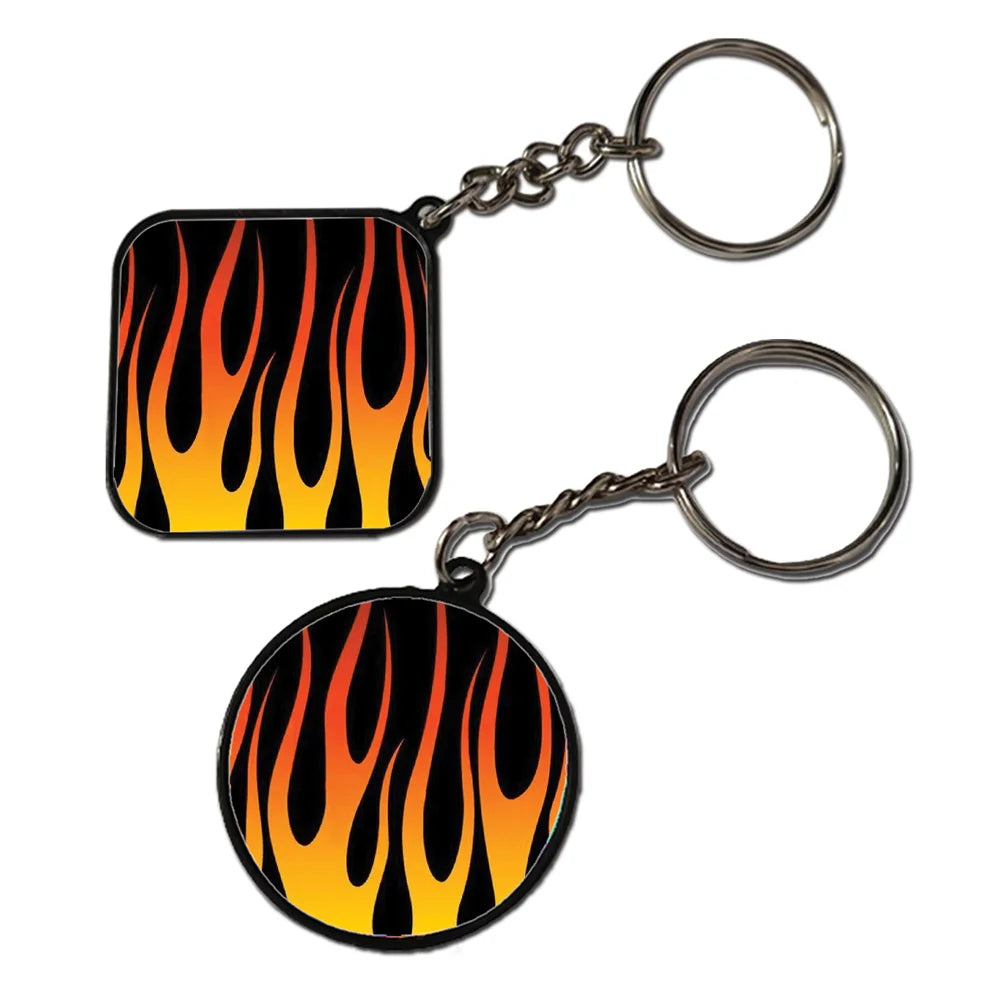 Flames- Keychain With Black Border (Pack Of 2)