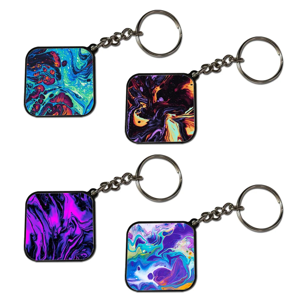 Watermarble - A Combo Of 4 Black Border Keychains
