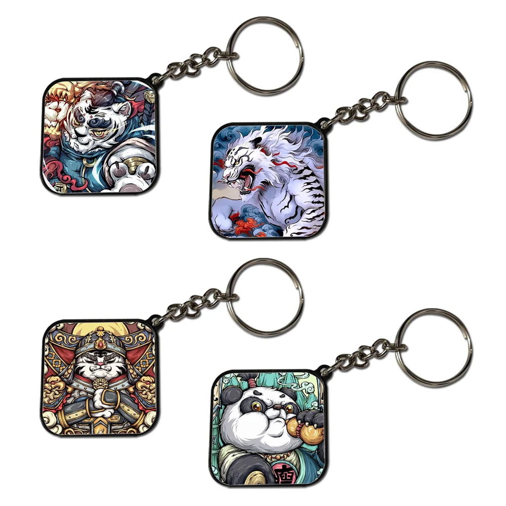 Warriors - A Combo Of 4 Black Border Keychains