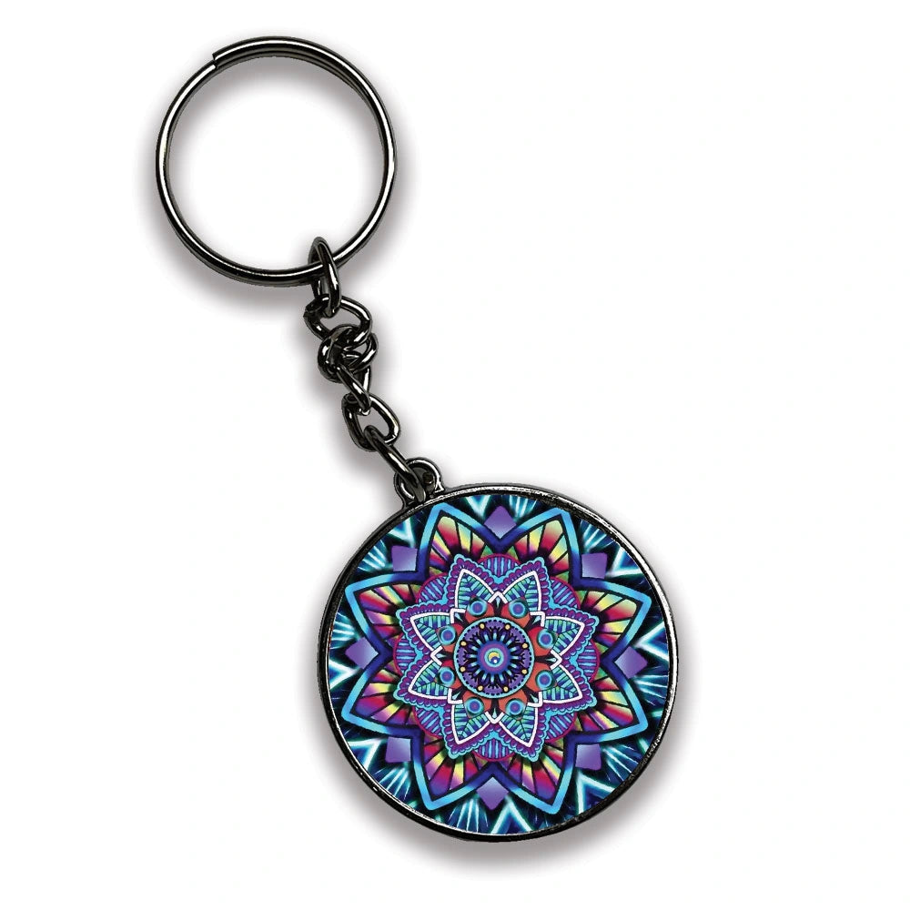 Mandala - A Combo Of 4 Silver Border Keychains