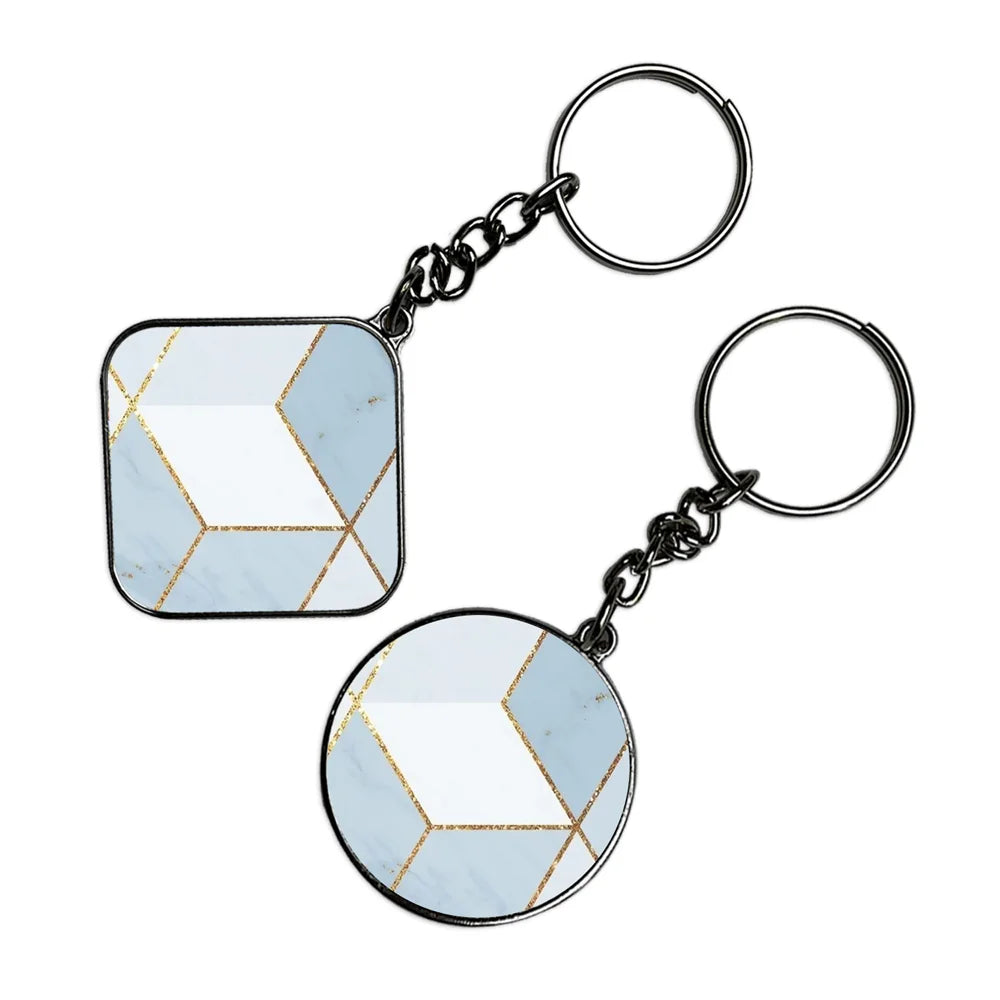 Geometry - Keychain With Silver Border (Pack Of 2)