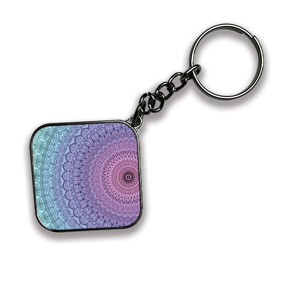 Mandala - A Combo Of 4 Silver Border Keychains