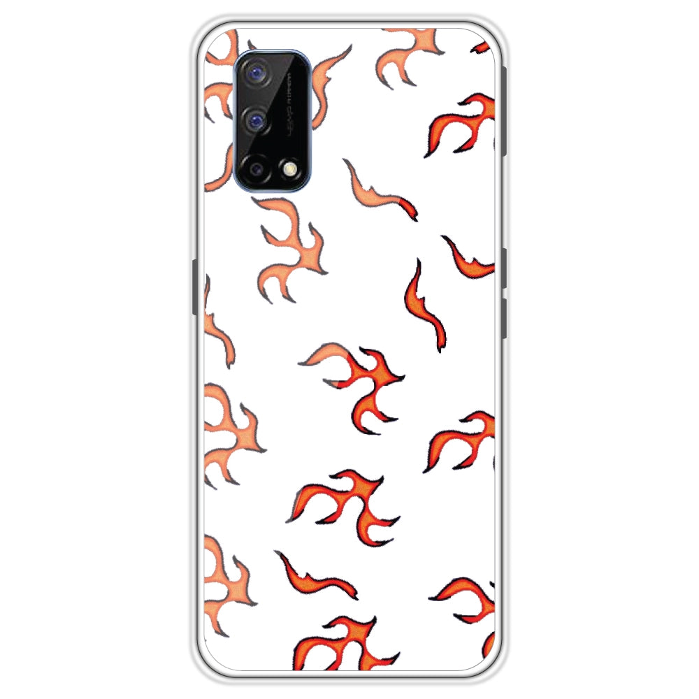 Orange Mini Flames Clear Printed Case For Realme Models