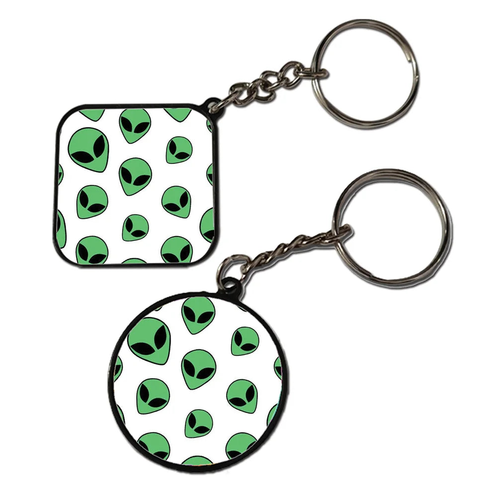Aliens Head - Keychain With Black Border (Pack Of 2)