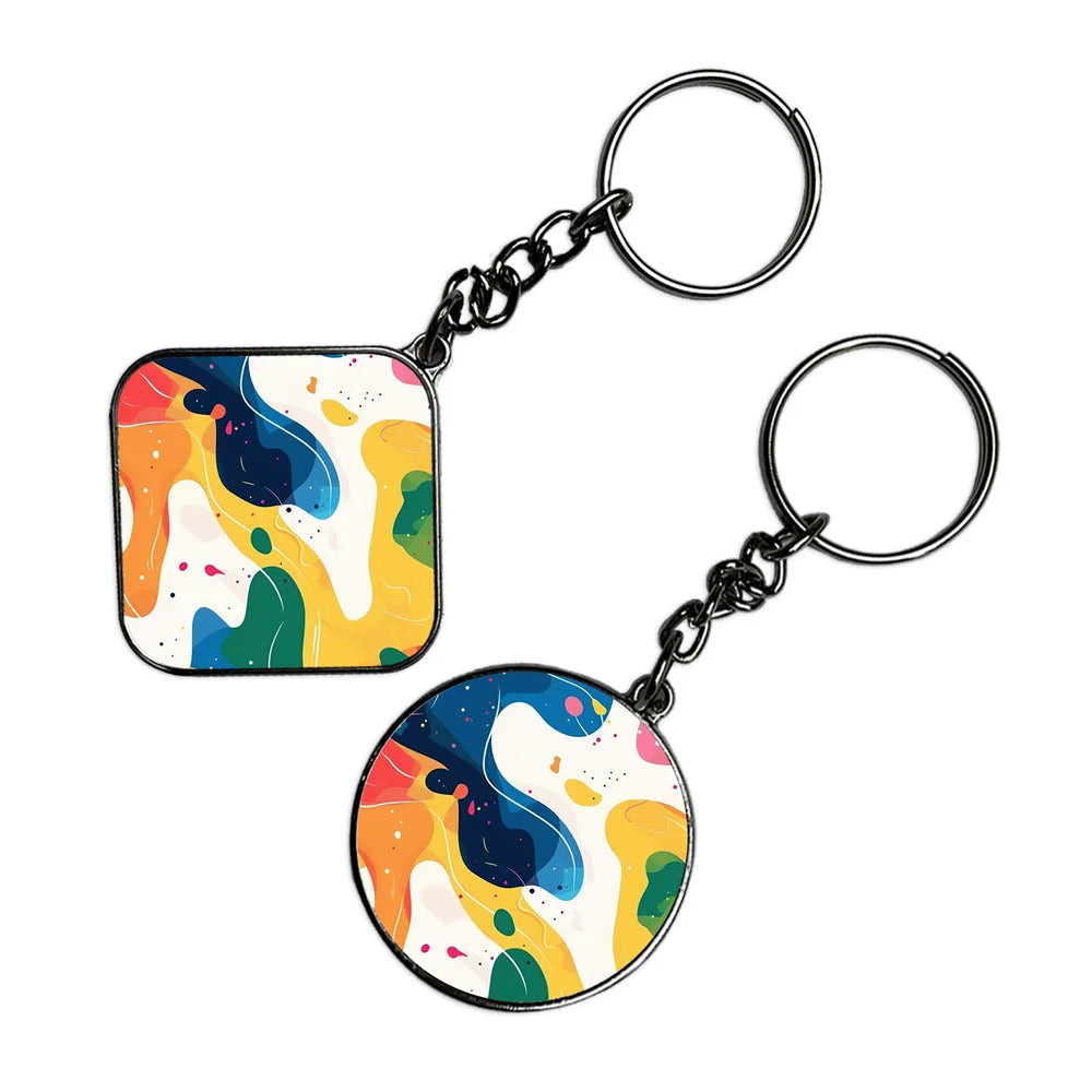 Morning Hues - Keychain With Silver Border (Pack Of 2)