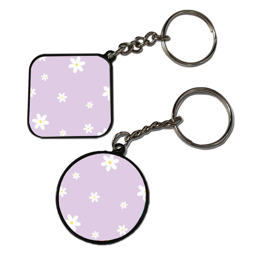 White Flower - Keychain With Black Border (Pack Of 2)