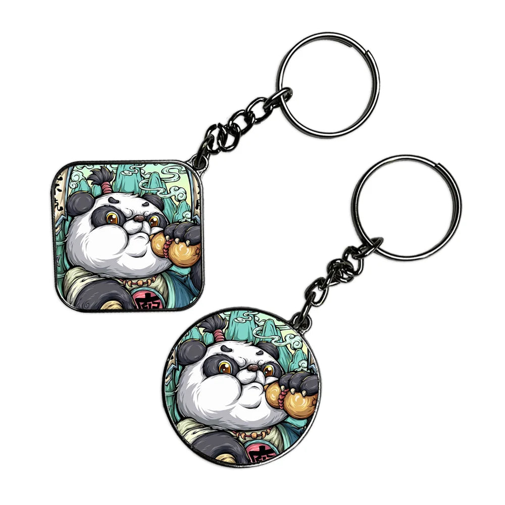 Panda King - Keychain With Silver Border (Pack Of 2)