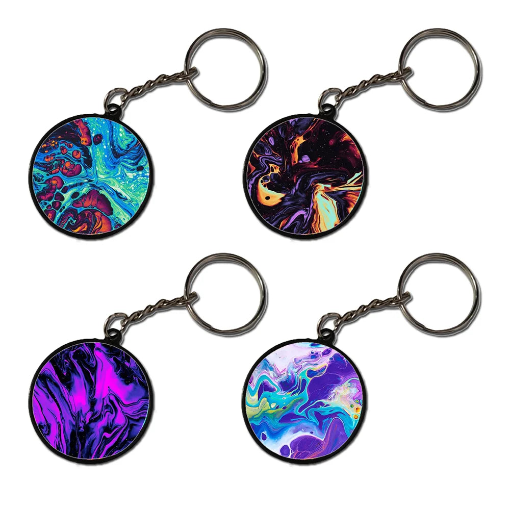 Watermarble - A Combo Of 4 Black Border Keychains