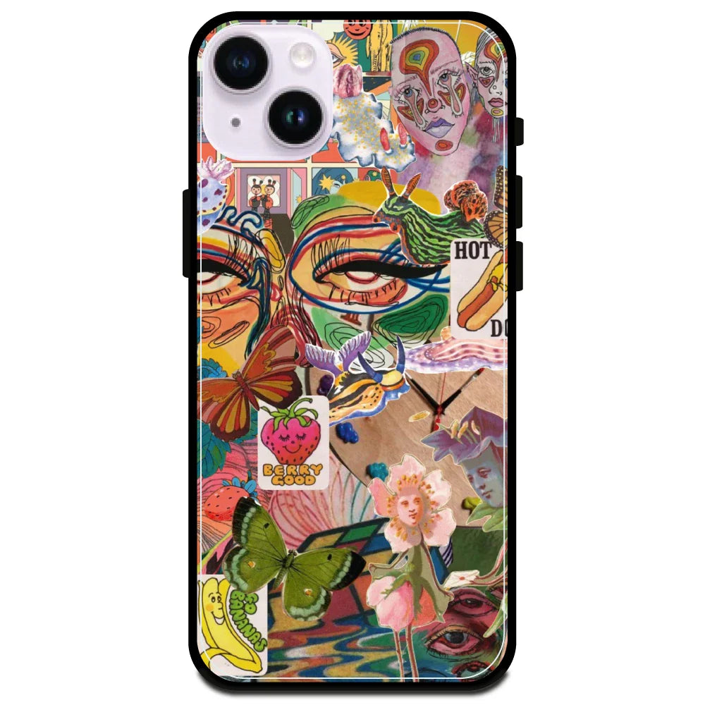 Vintage Collage - Glossy Metal Silicone Case For Apple iPhone Models