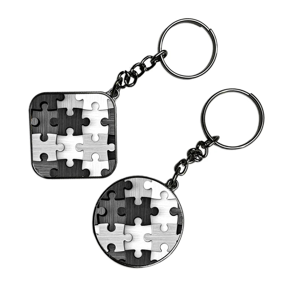 Maze - Keychain With Silver Border (Pack Of 2)