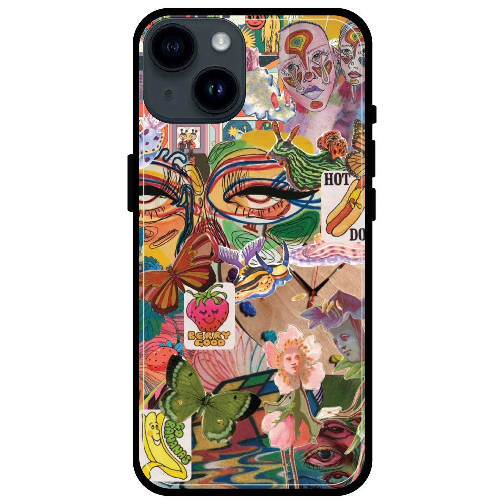 Vintage Collage - Glossy Metal Silicone Case For Apple iPhone Models