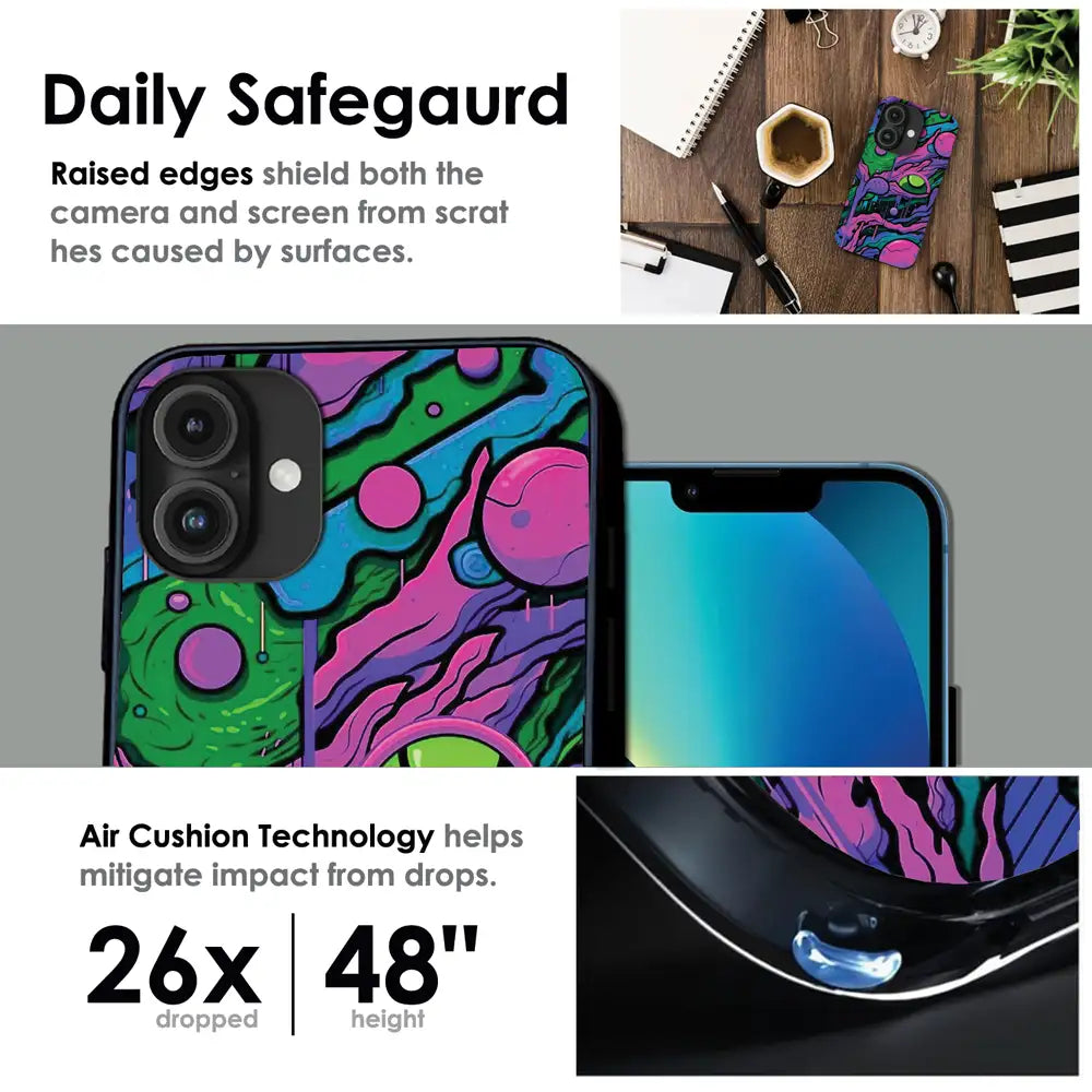 'Cosmic Eye - Glossy Metal Silicone Case For Apple iPhone Infographic