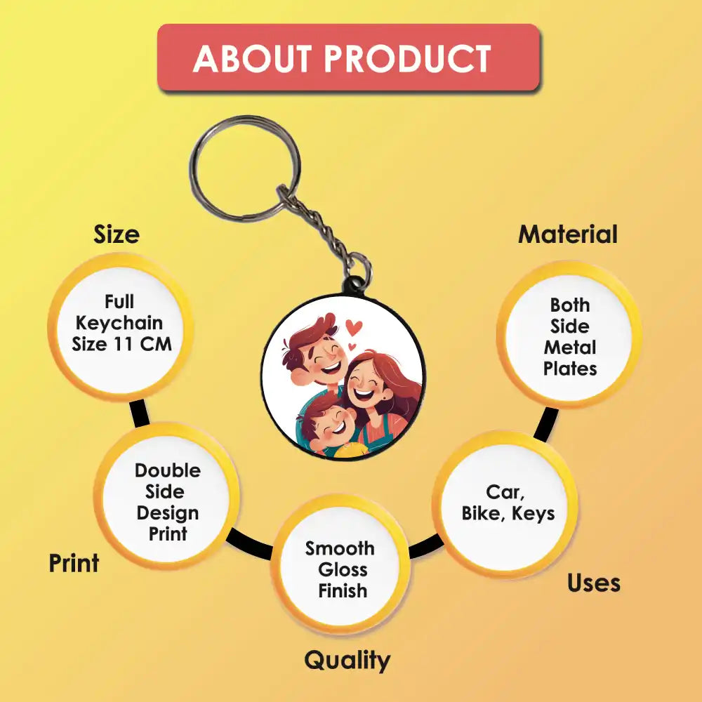 Customize Your Own Keychain – Personalized Double-Sided Printed Keychain Circle Black Infographic