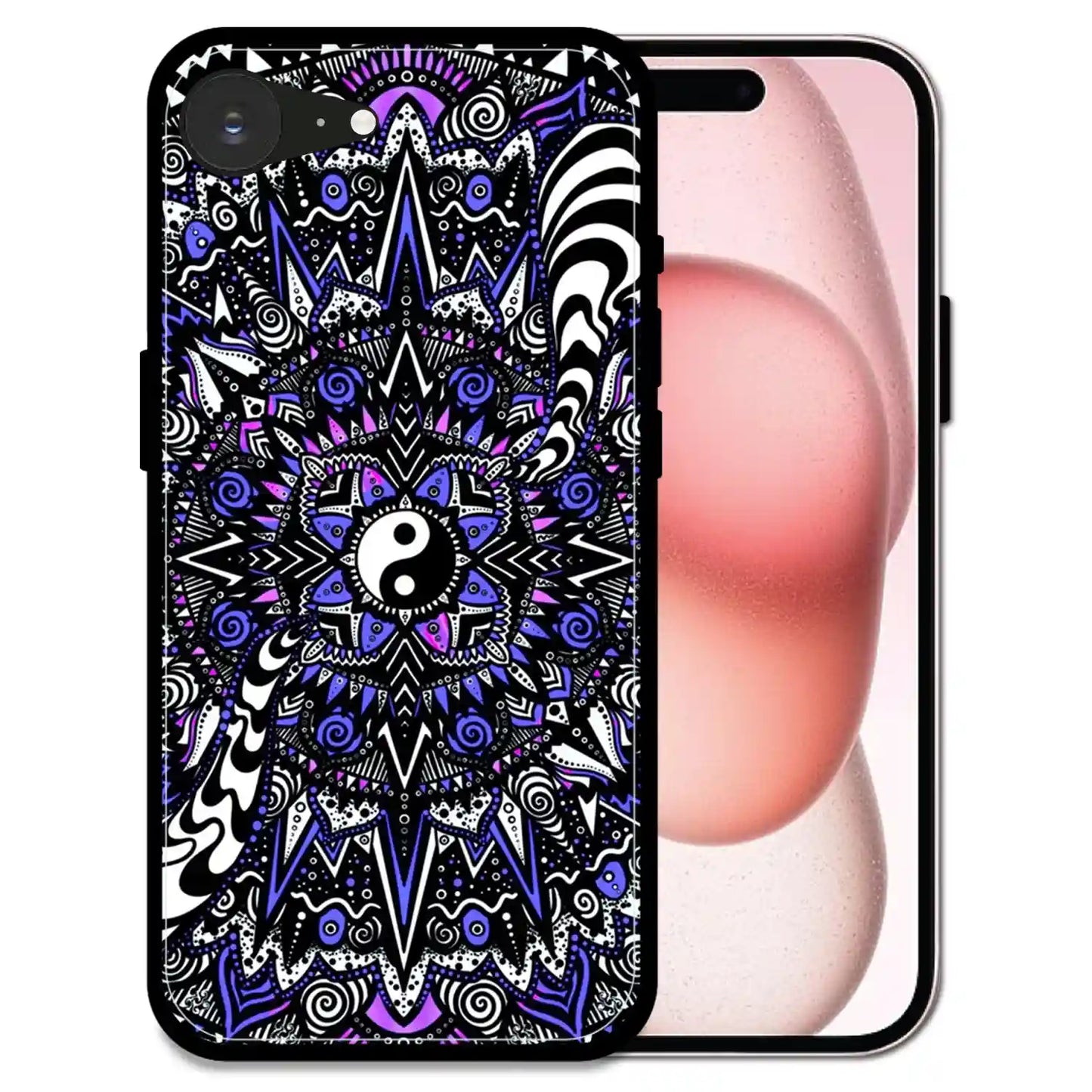 'Yin-Yang Mandala Design - Glossy Metal Silicone Case For Apple iPhone 16e