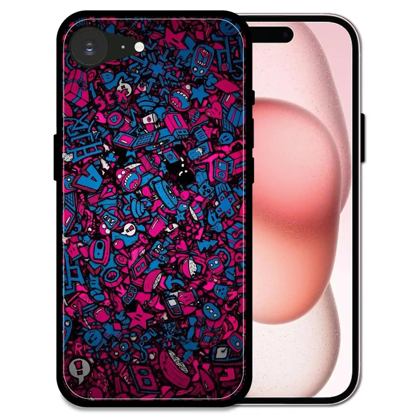 'Doodle Chaos Design - Glossy Metal Silicone Case For Apple iPhone 16e