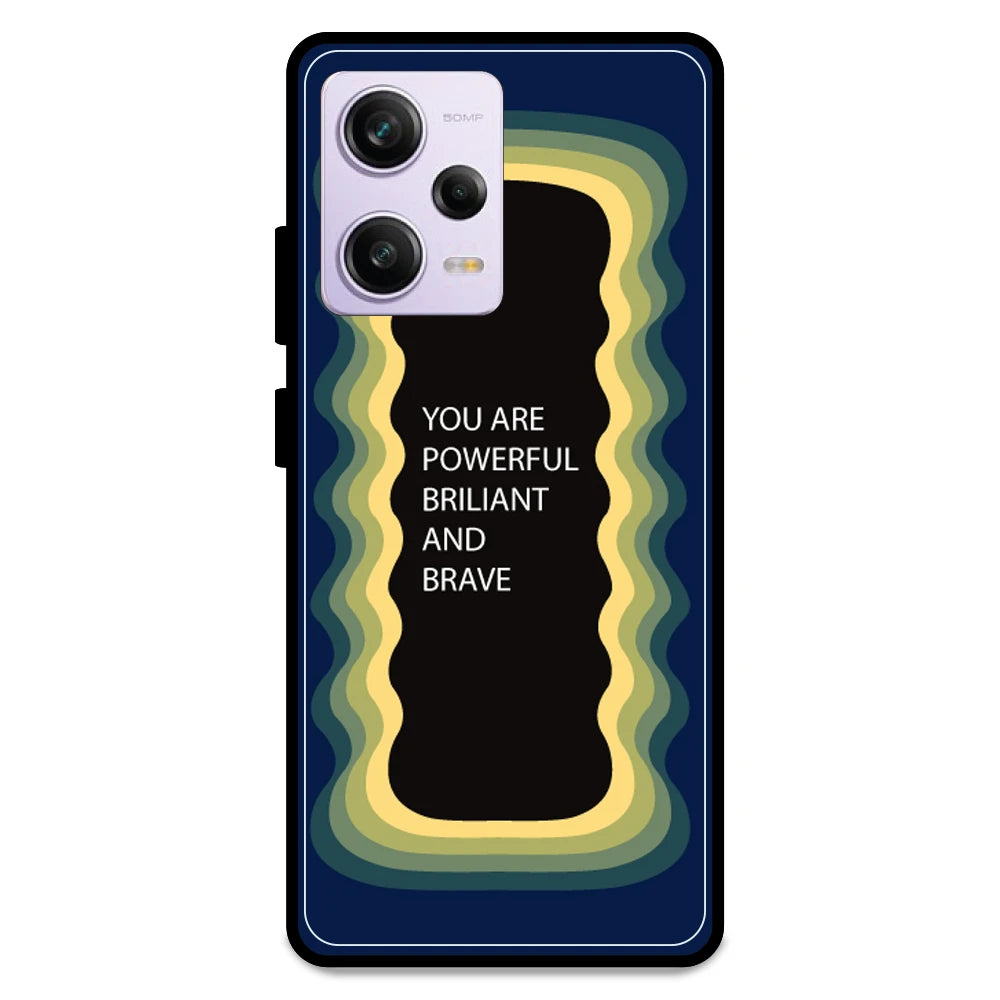 'You Are Powerful, Brilliant & Brave' - Dark Blue Armor Case For Redmi Models Redmi Note 12 Pro
