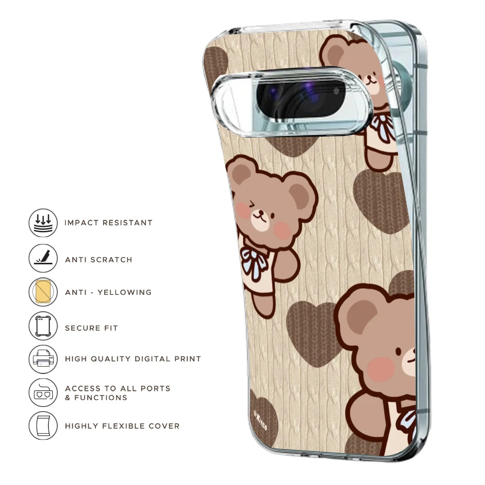 Teddy Heart - Printed Silicone Case For Google Pixel Infographic