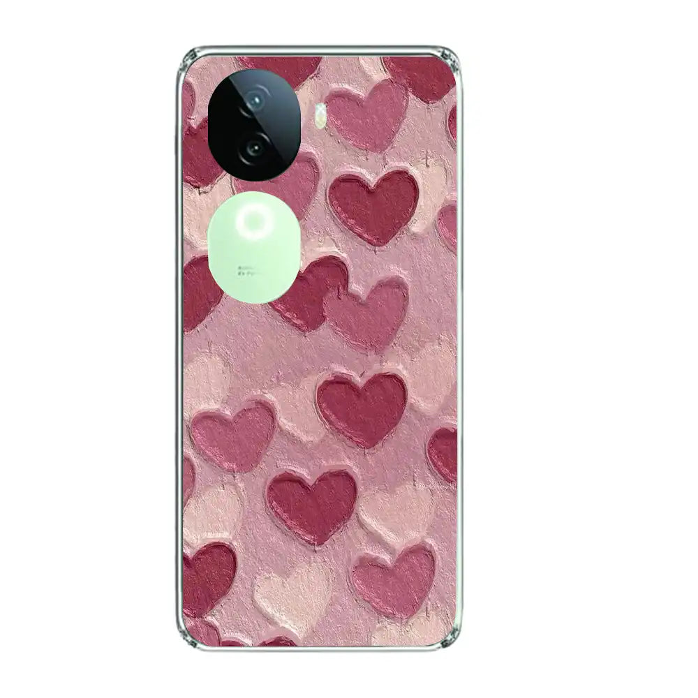 Pastel Hearts - Printed Silicone Case For IQOO Infographic