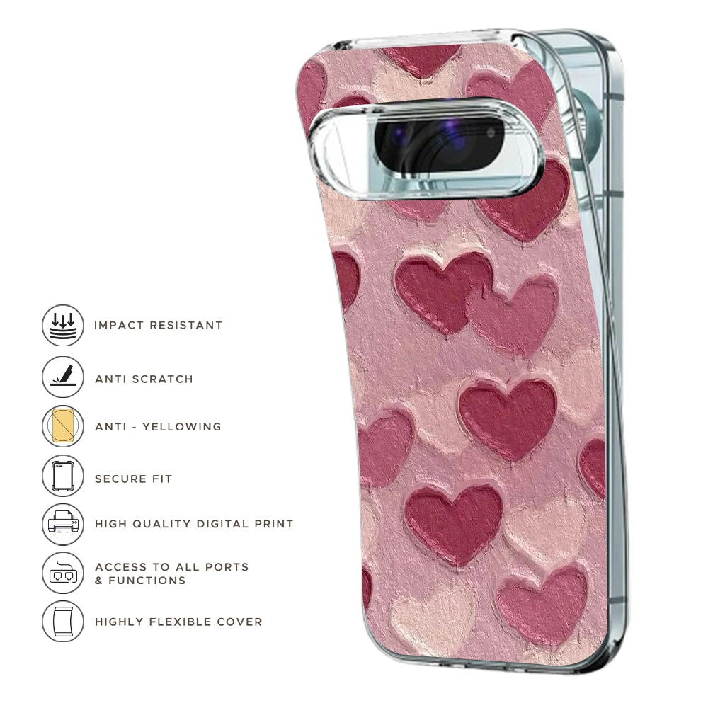 Pastel Hearts Love - Printed Silicone Case For Google Pixel Infographic