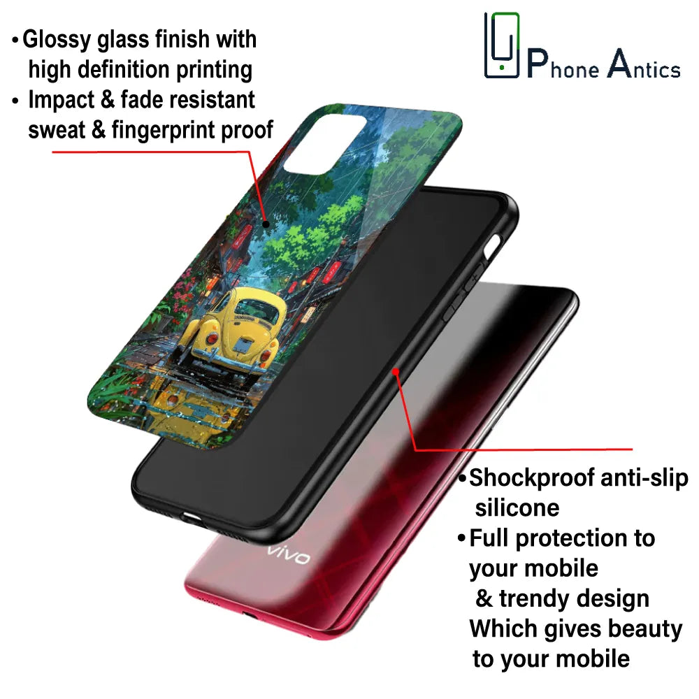 'Yellow Bettle - Glass Case For Apple iPhone Infographic