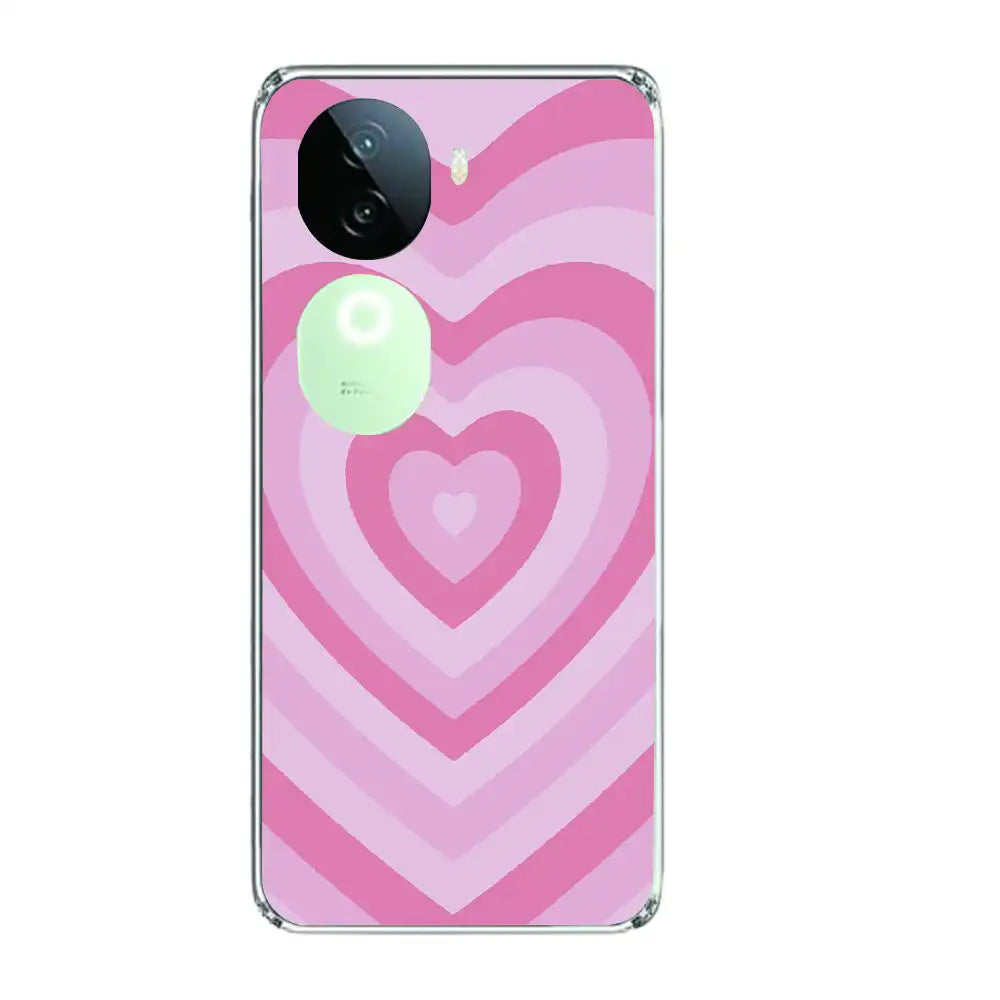 Pink Hearts - Printed Silicone Case For IQOO Infographic