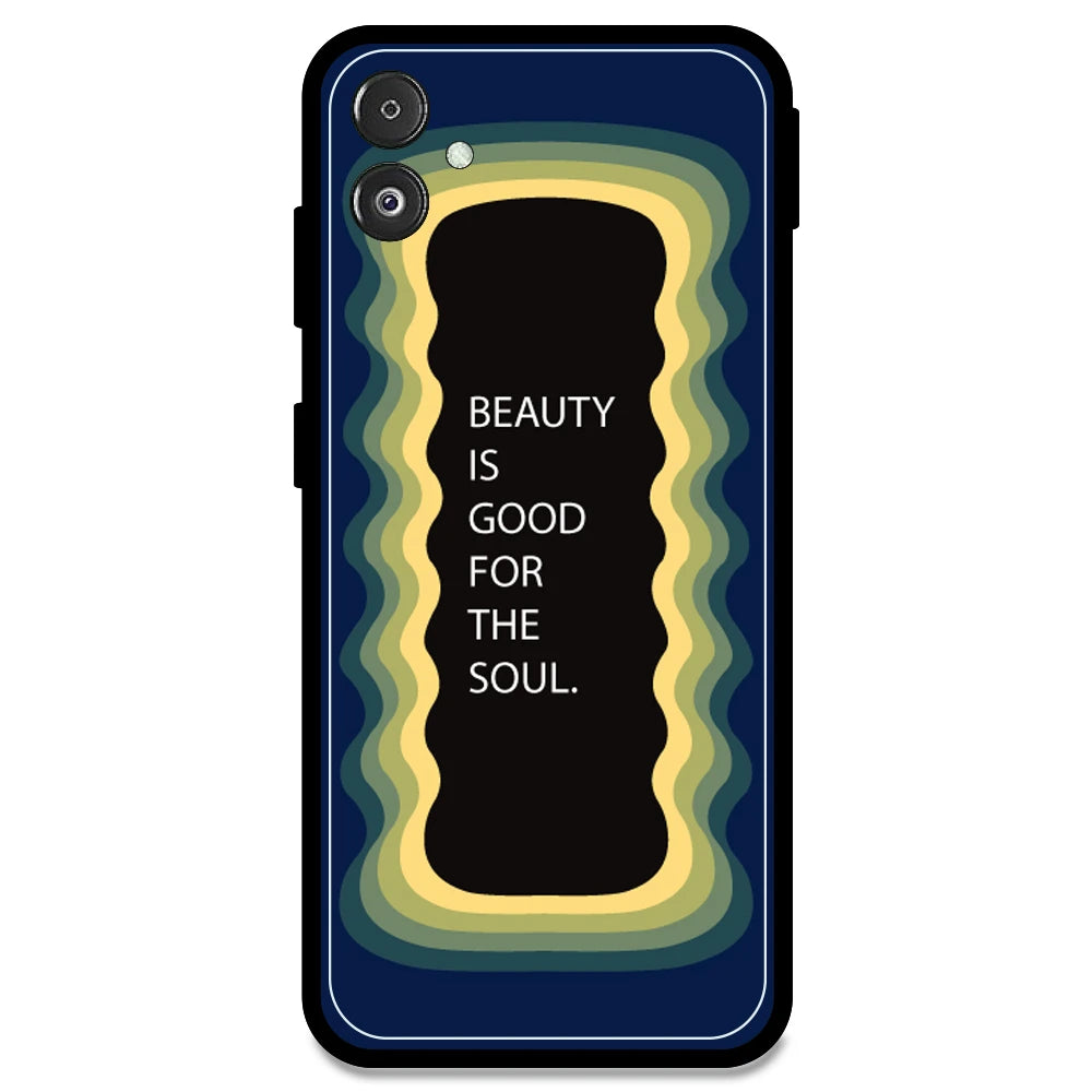 'Beauty Is Good For The Soul' - Dark Blue Armor Case For Samsung Models Samsung F14 5G