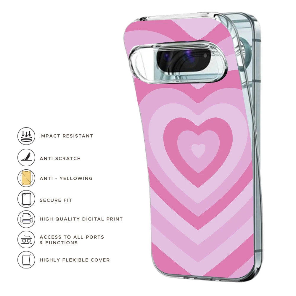 Pink Hearts - Printed Silicone Case For Google Pixel Infographic