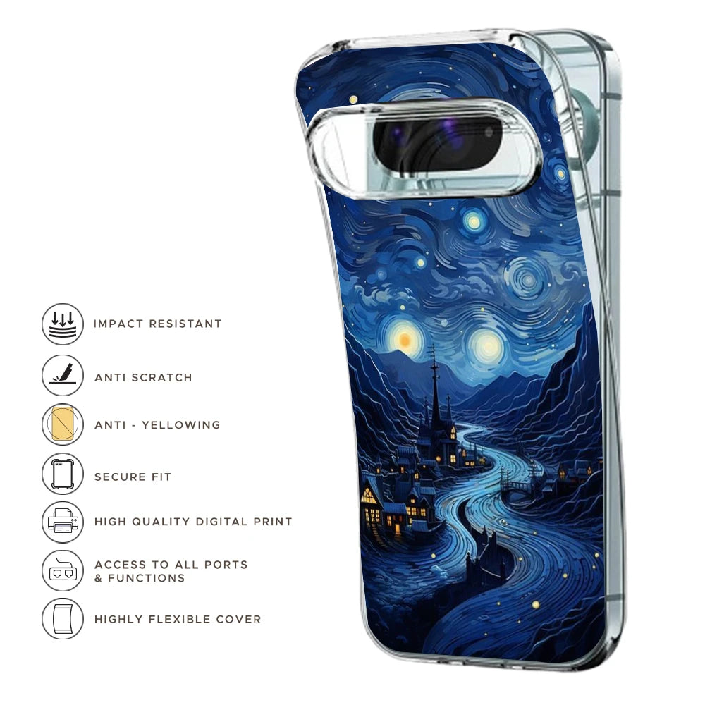 The Starry Night - Printed Silicone Case For Google Pixel Infographic