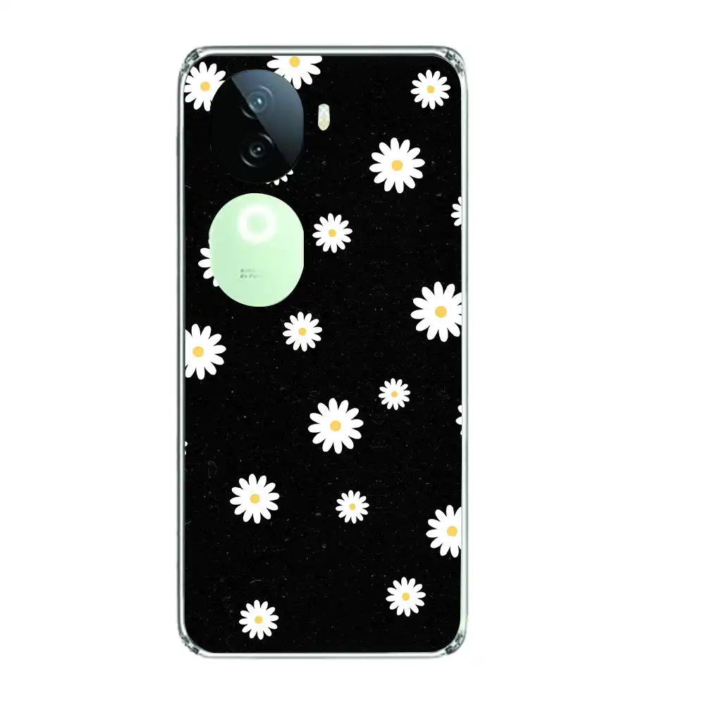 White And Black Flower - Printed Silicone Case For IQOO Infographic