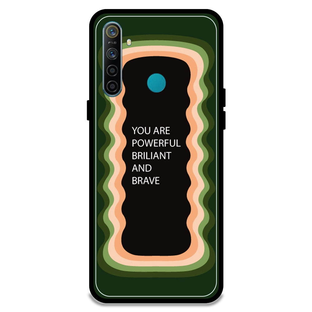 'You Are Powerful, Brilliant & Brave' - Olive Green Armor Case For Realme Models Realme 5i