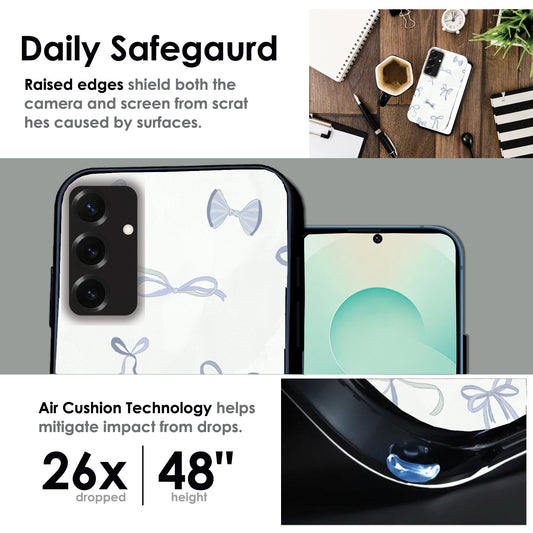 Blue Bows - Glossy Metal Silicone Case For Samsung Models