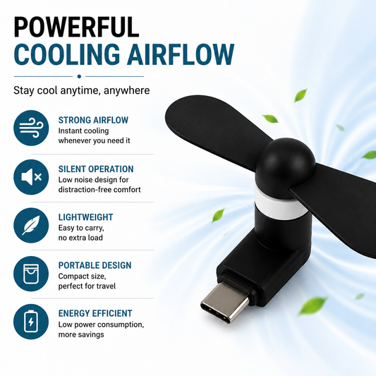 C-Type Mobile Fan Pack of 6 (Black)