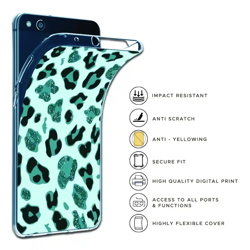Blue Leopard Glitter Print - Printed Silicone Case For Apple iPhone Infographic
