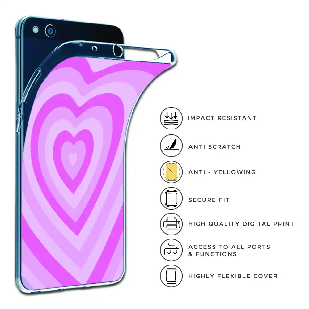Pink Hearts - Printed Silicone Case For Apple iPhone Infographic