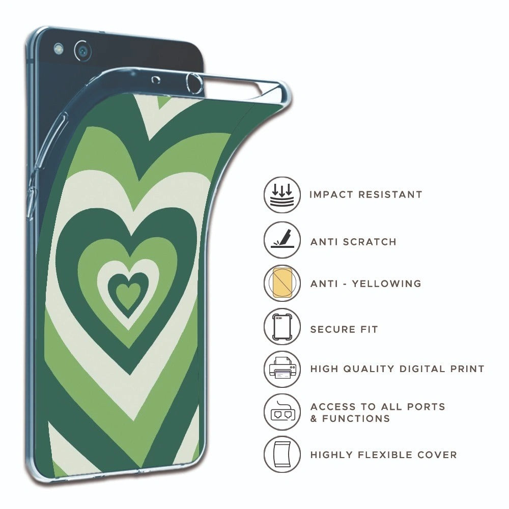 Dark Green Hearts - Printed Silicone Case For Apple iPhone Infographic