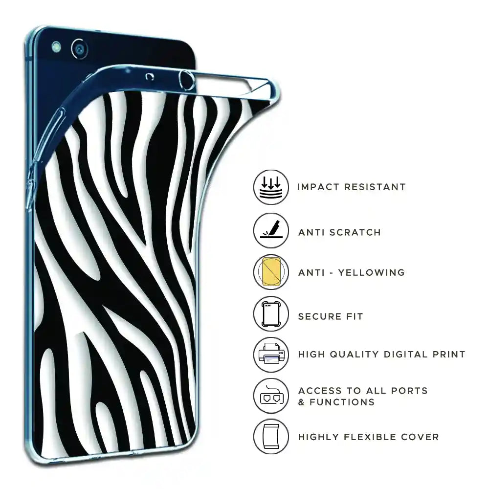Zebra Print - Clear Printed Silicone Case For Apple iPhone Infographic