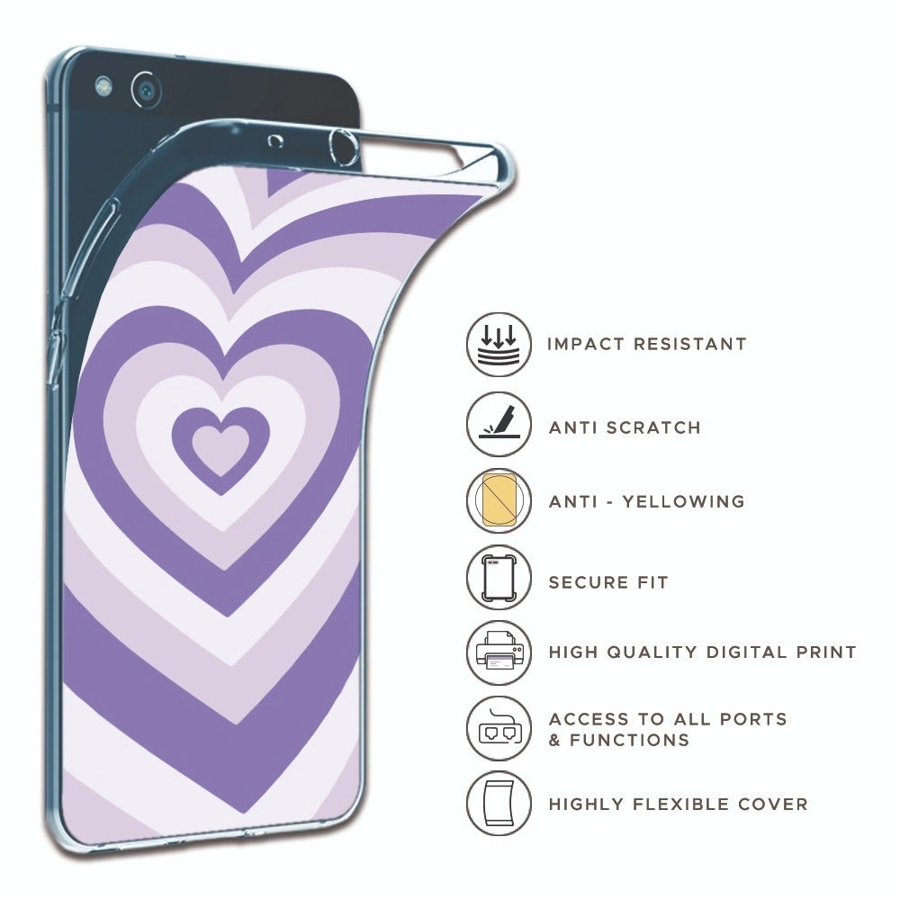 Dark Purple Hearts - Printed Silicone Case For Apple iPhone Infographic
