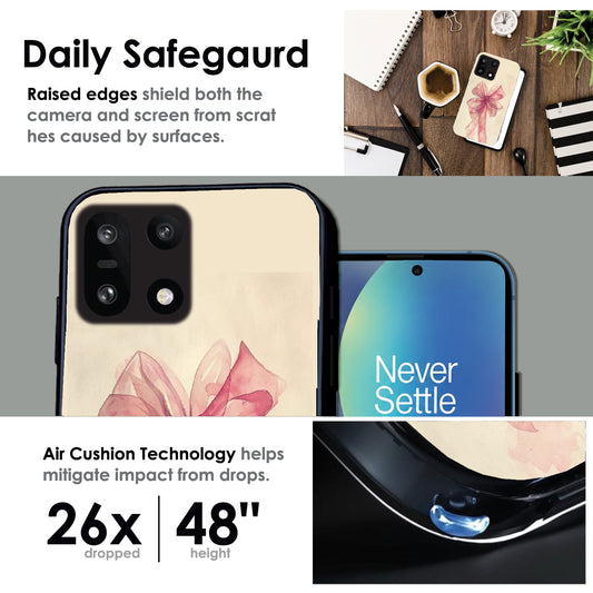 Pretty Pink Bow - Glossy Metal Silicone Case For OnePlus Models
