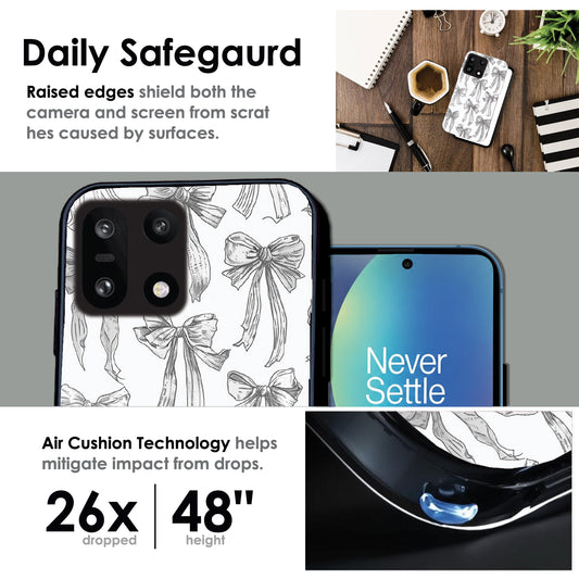 White Bows - Glossy Metal Silicone Case For OnePlus Models