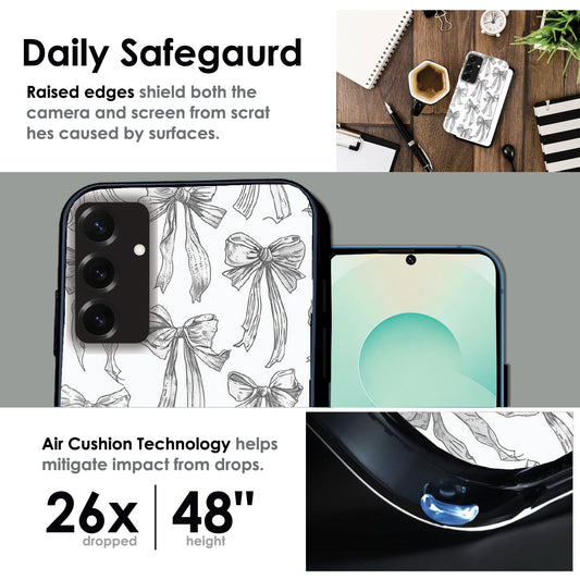 White Bows - Glossy Metal Silicone Case For Samsung Models
