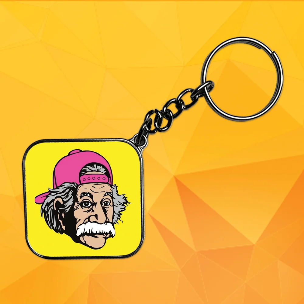 Einstein Swag - Keychain With Silver Border (Pack Of 2)