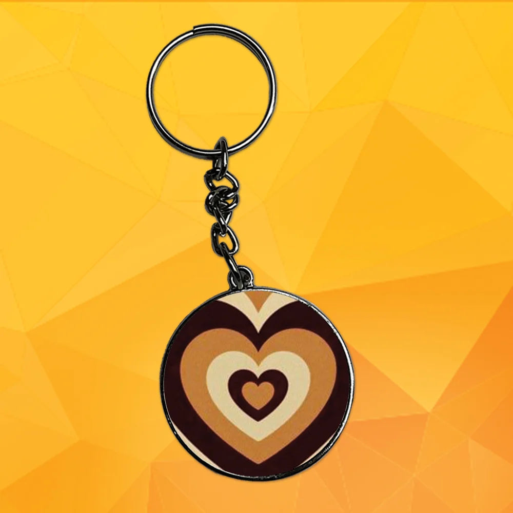 Brown Hearts - Keychain With Silver Border (Pack Of 2)